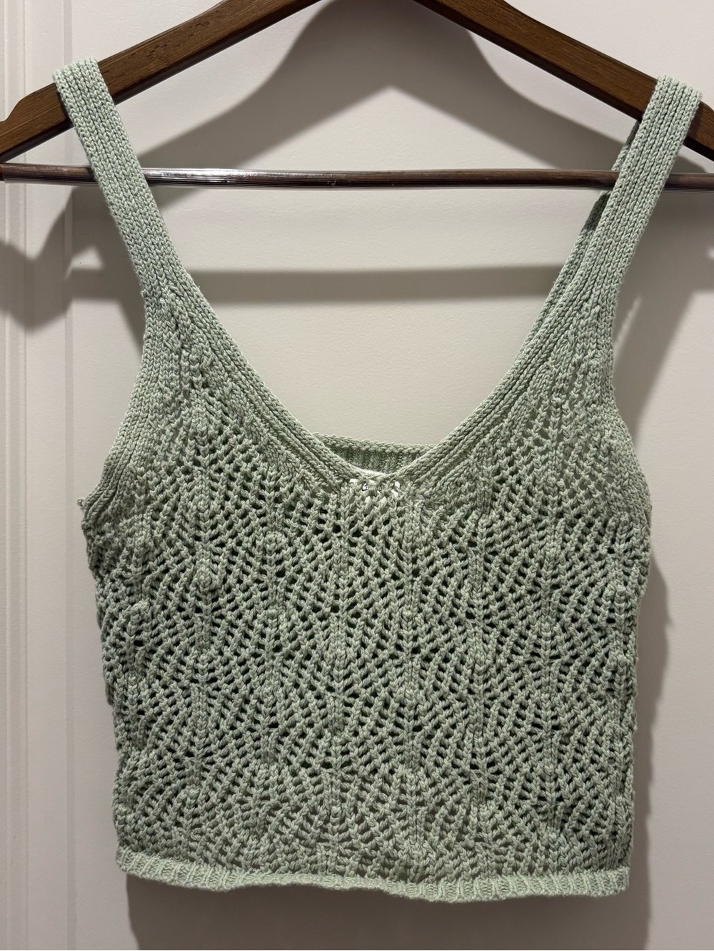 Freshman Mint Green Crochet Knit Tank Top